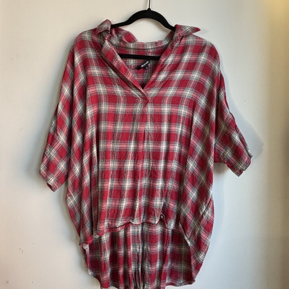 Madewell Courier Button-Back Flannel Shirt - Red - M
